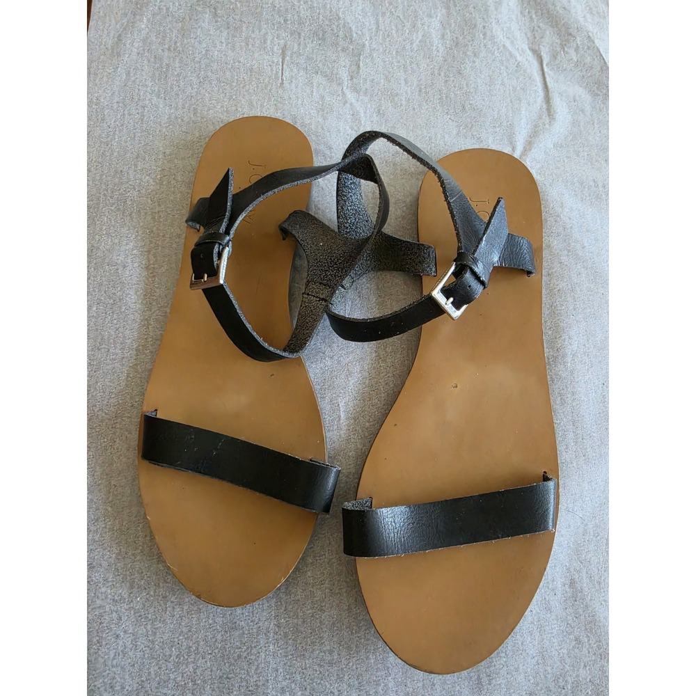J. Crew Women's Black Sandals Slip-On Flat Casual Summer Shoes